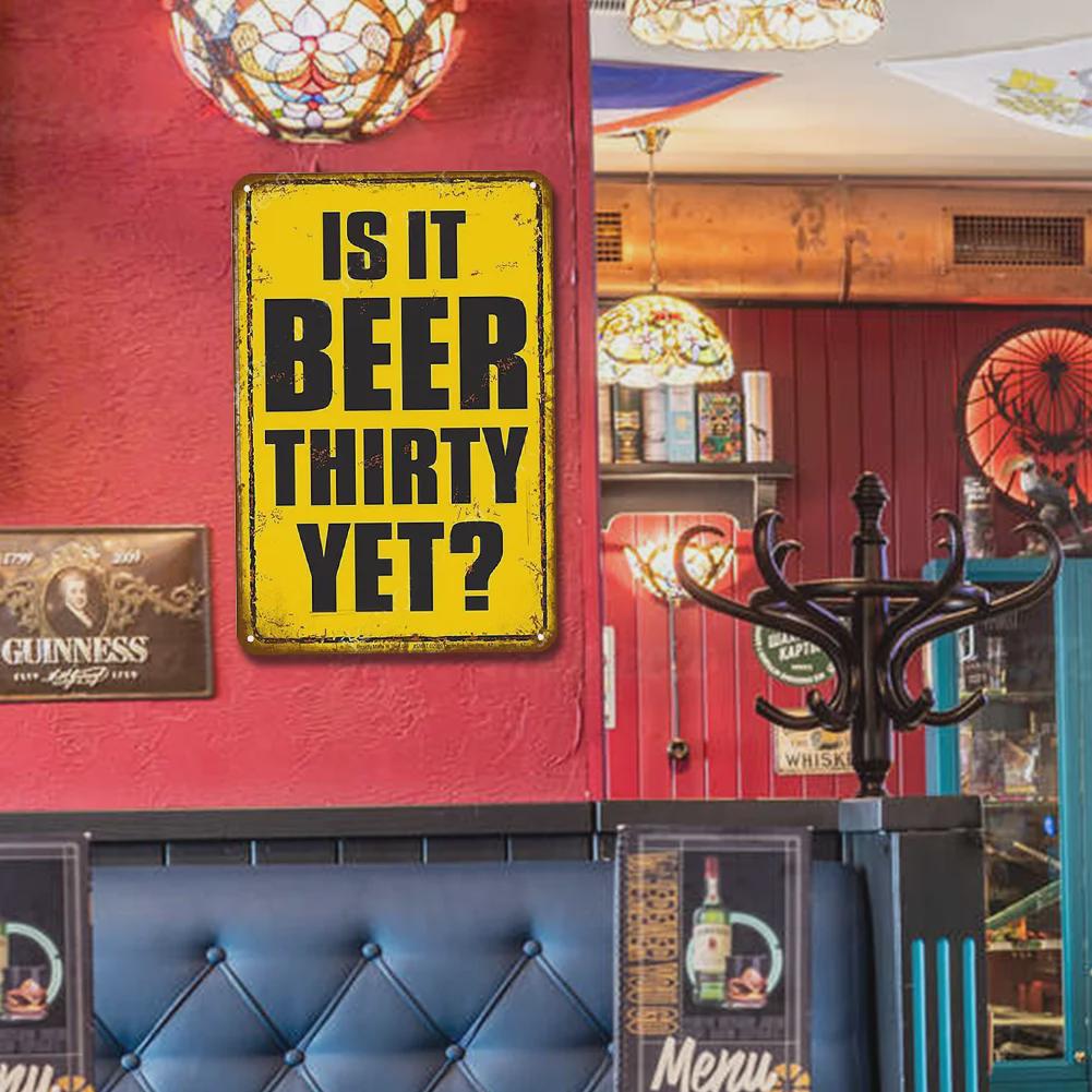 Beer Thirty Vintage Metal Sign: Funny Bar Decor for Man Cave