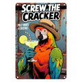Funny Parrot Cocktail Metal Sign: Retro Tropical Bar Decor