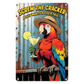 Funny Parrot Cocktail Metal Sign: Tropical Bar Decor