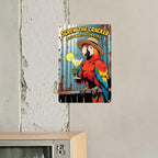 Panneau Métal Drôle Perroquet Cocktail | Décoration Bar Tropical