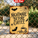 Panneau métallique vintage Nightmare Before Coffee | Décoration d'Halloween, Chauves-souris et toile d'araignée