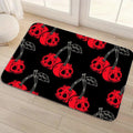 Red Skull Cherry Floor Mat, Gothic Punk Accent Rug