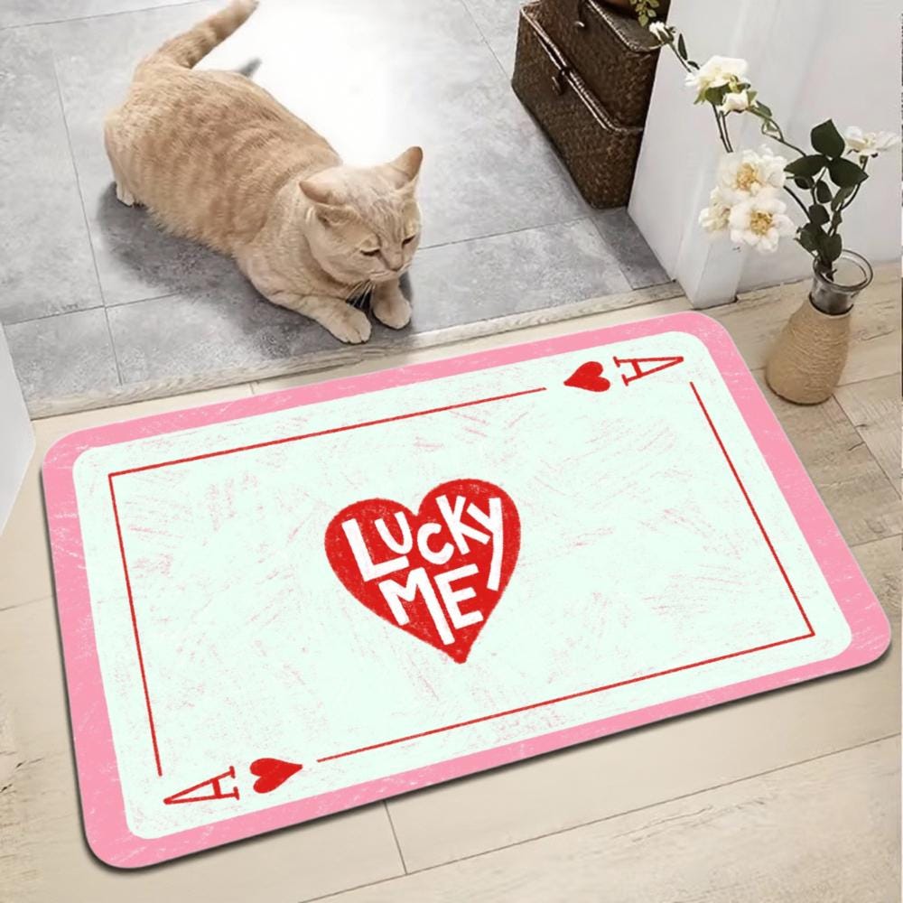 Lucky Me Ace of Hearts Floor Mat – Pink Playing Card Rug