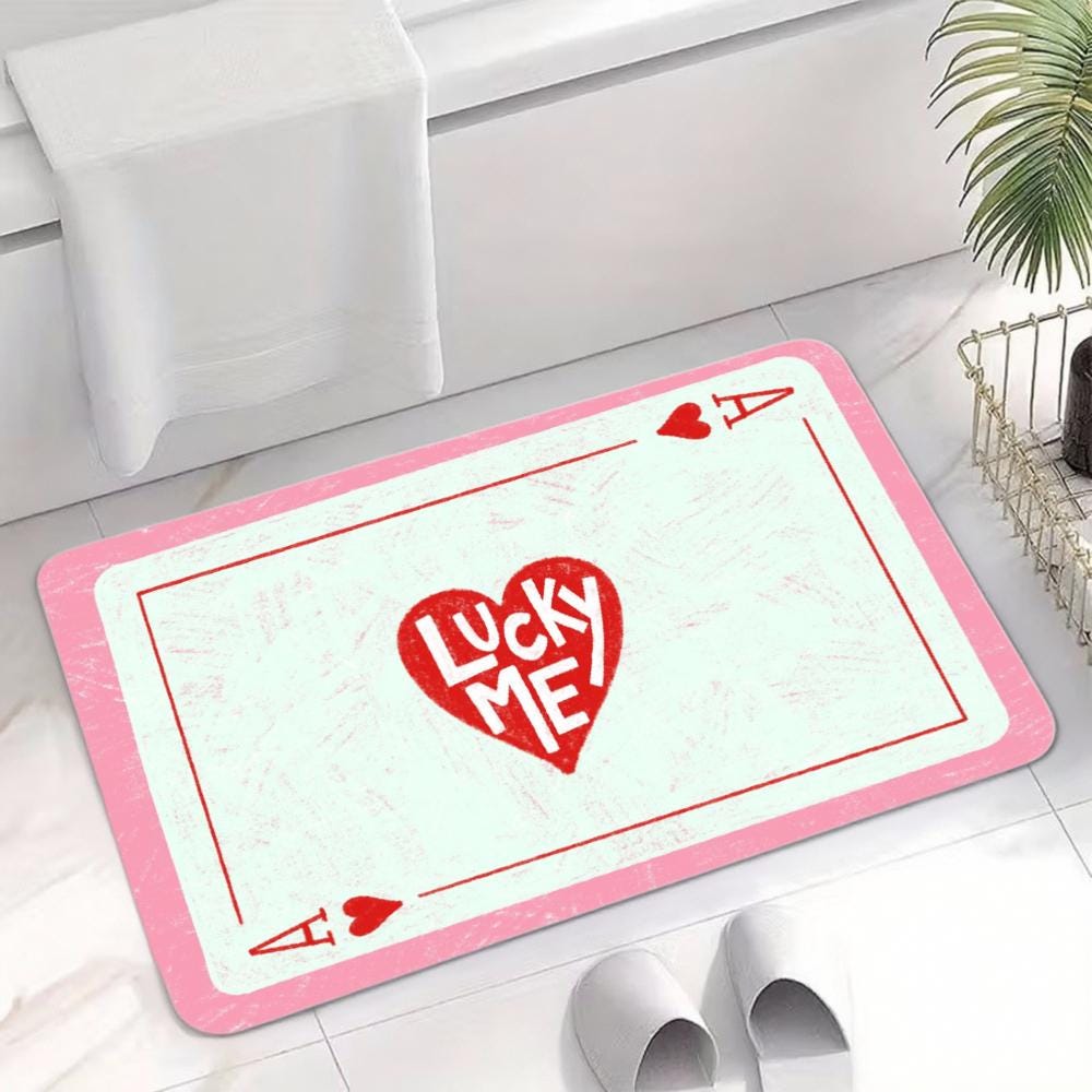 Lucky Me Ace of Hearts Floor Mat – Pink Playing Card Rug