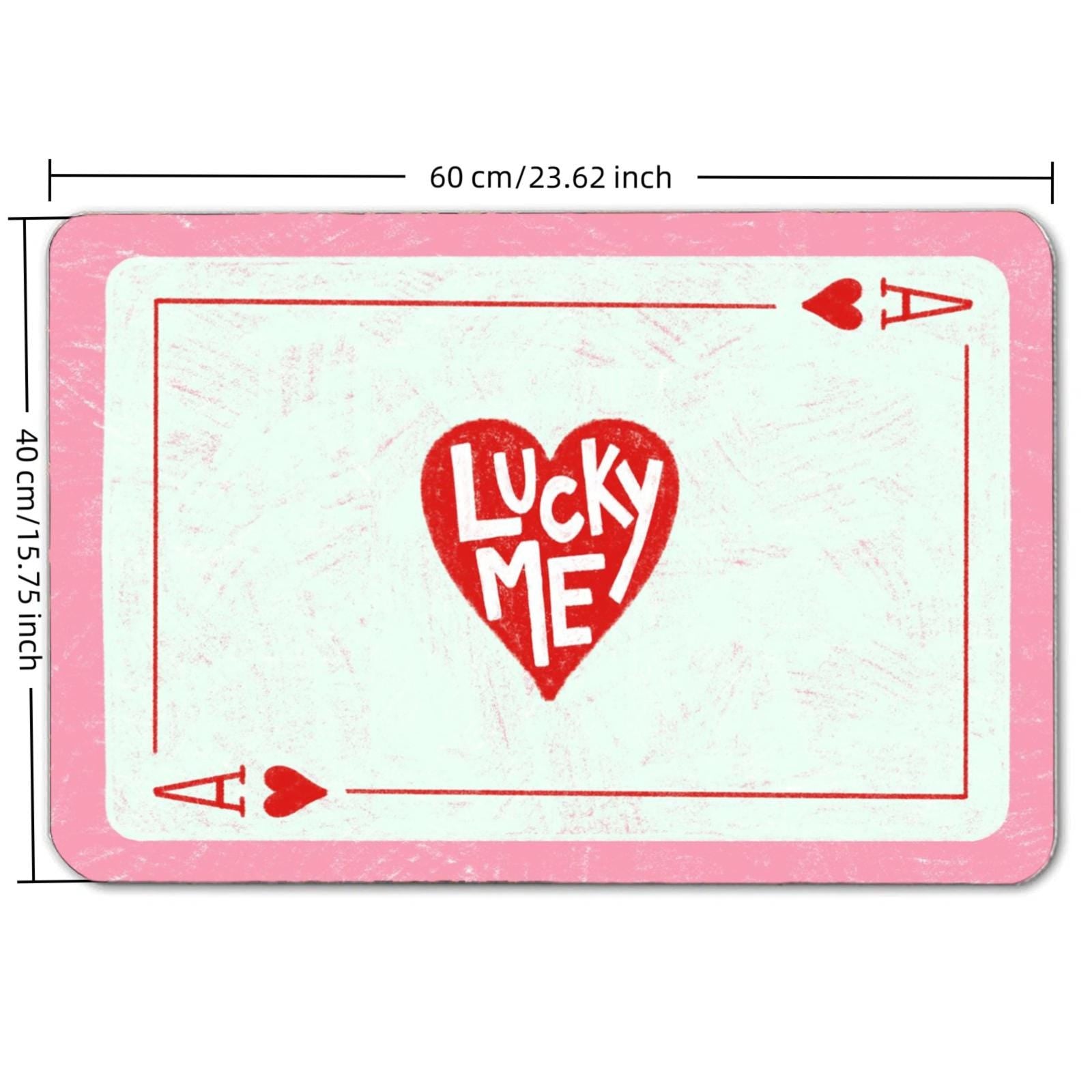 Lucky Me Ace of Hearts Floor Mat – Pink Playing Card Rug