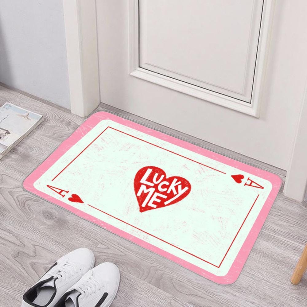 Lucky Me Ace of Hearts Floor Mat – Pink Playing Card Rug