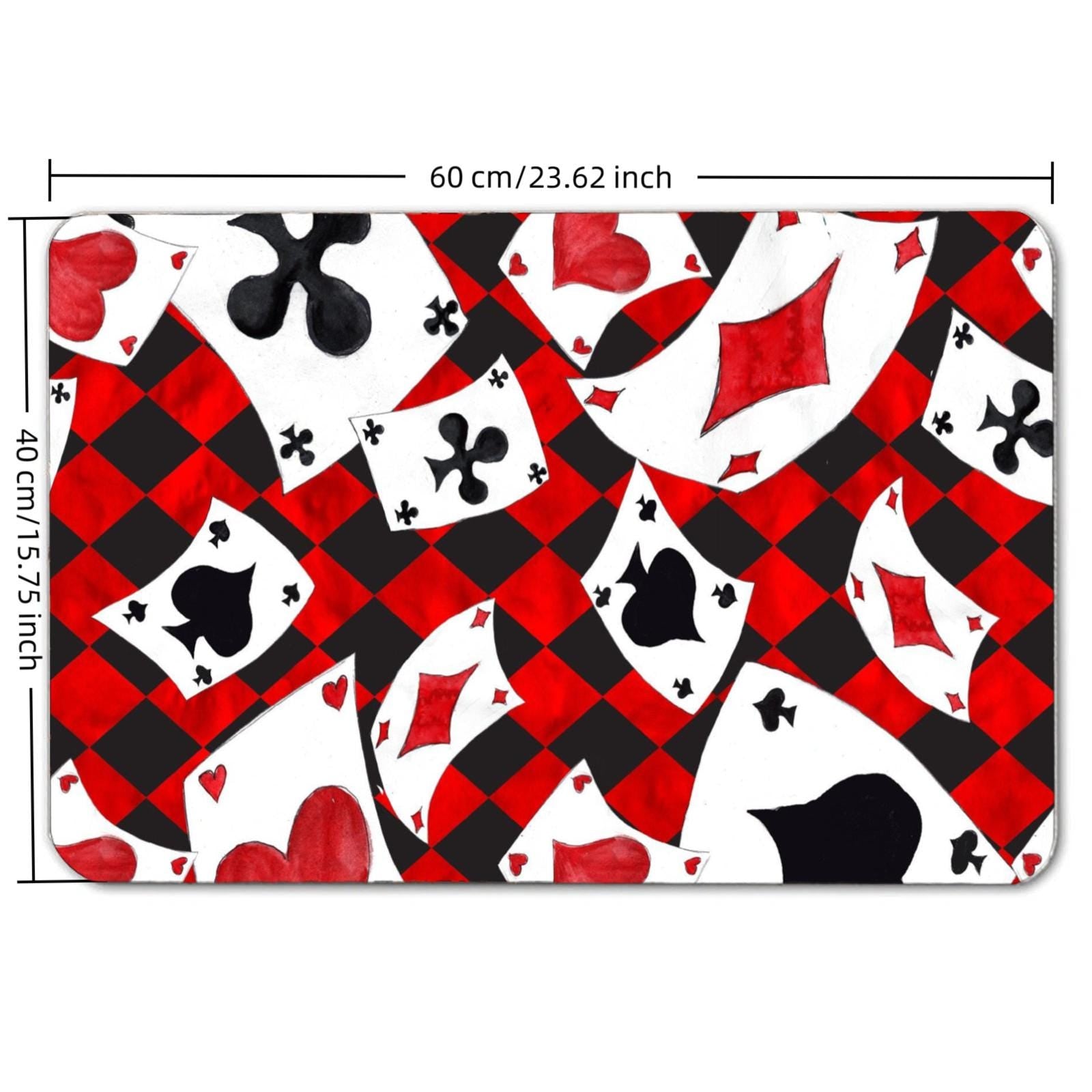 Red & Black Playing Cards Floor Mat – Checkerboard Poker Rug