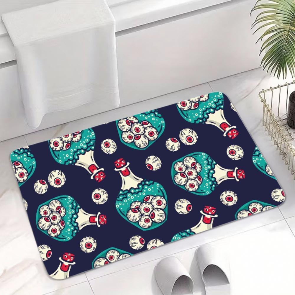 Spooky Eyeball Potion Bottle Rug, Gothic Halloween Decor