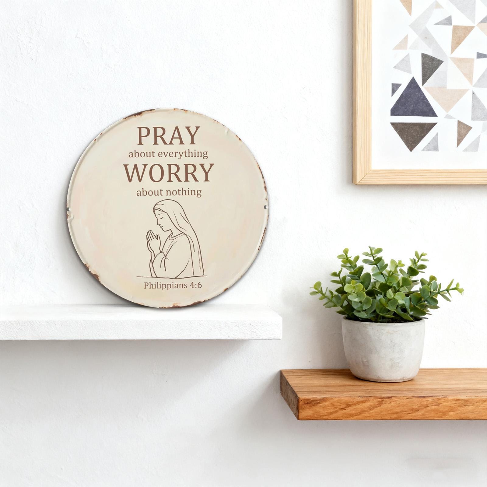 Rustic Metal Sign – Philippians 4:6 Christian Wall Decor