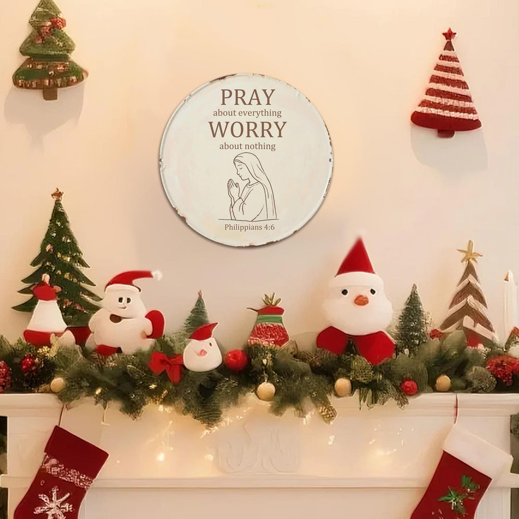Rustic Metal Sign – Philippians 4:6 Christian Wall Decor