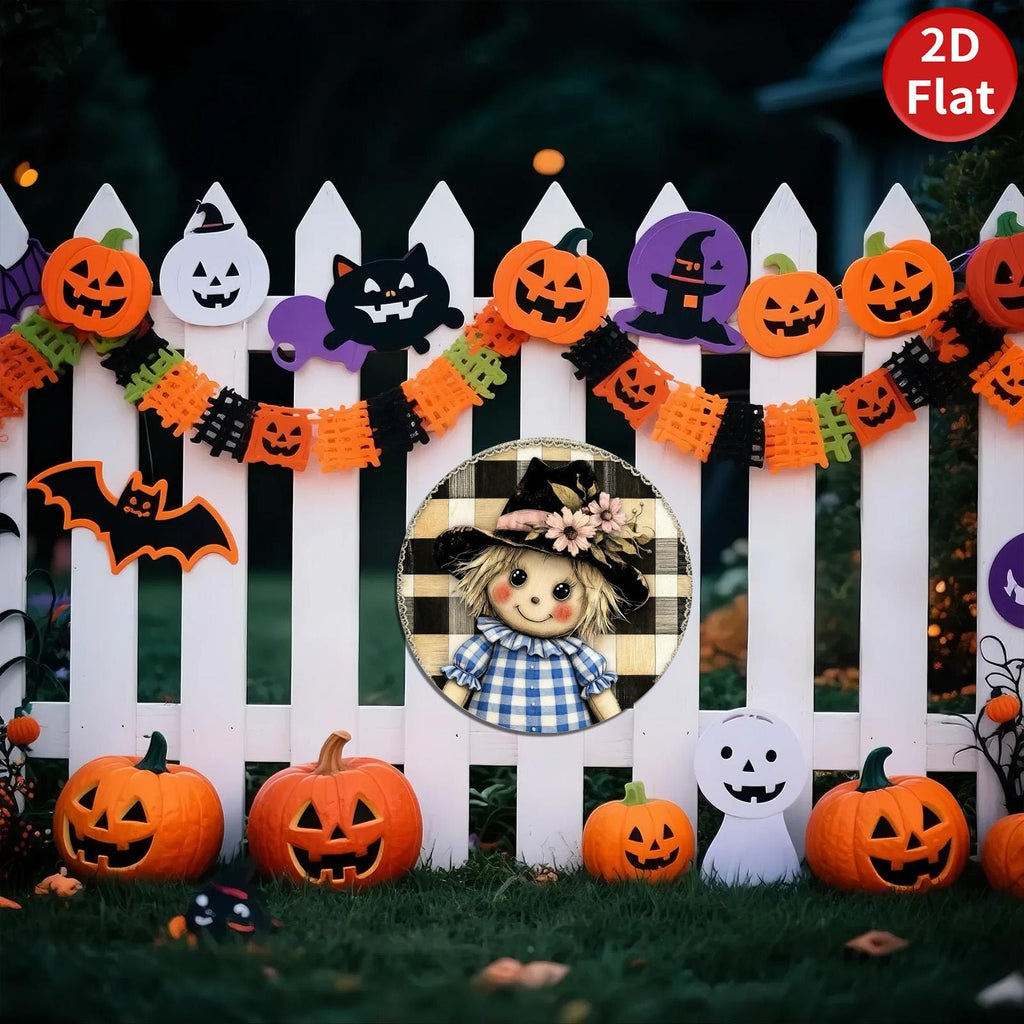 Rag Doll Metal Tin Sign, Blue Checkered Farmhouse Wall Art