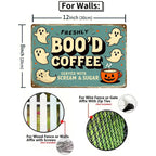 Vintage Halloween Metal Sign, Boo'd Coffee, Ghost & Pumpkin Design