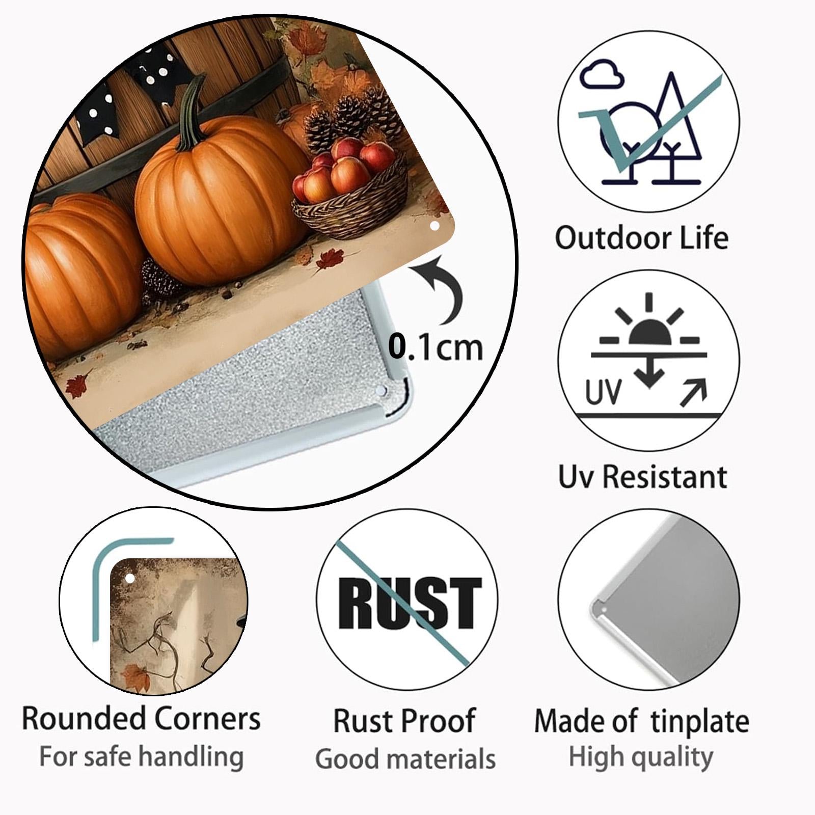 Fall Pumpkin Barrel Metal Sign, Polka Dot Bow Decor