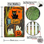 Plaque Métal Halloween | Chat Noir Effrayant, Fantômes et Citrouille