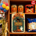 Rustikales Halloween Metallschild | Katze, Geist, Eule, Kürbis Deko