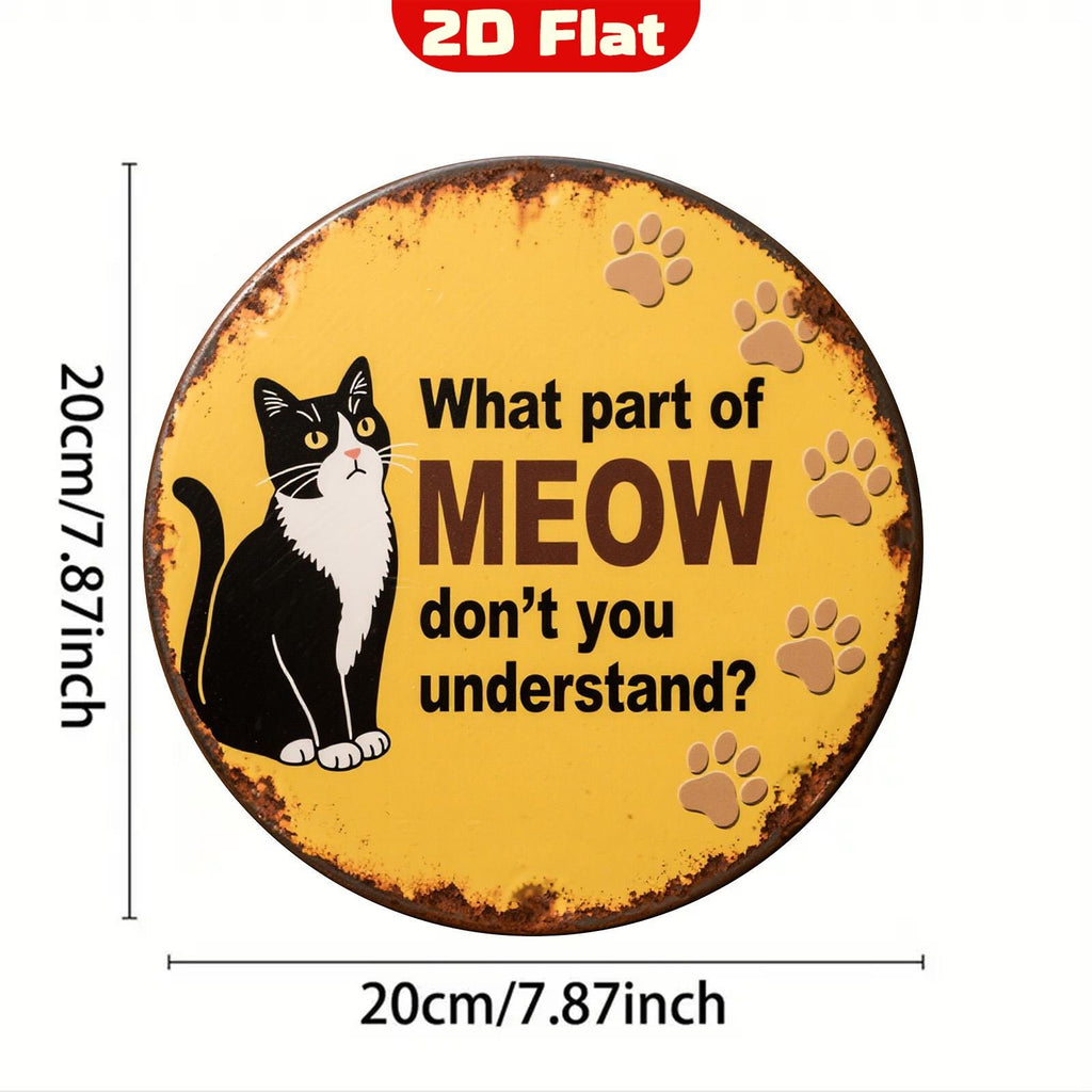 Vintage Cat Metal Sign: Funny Rustic Wall Art, Pet Lover Gift