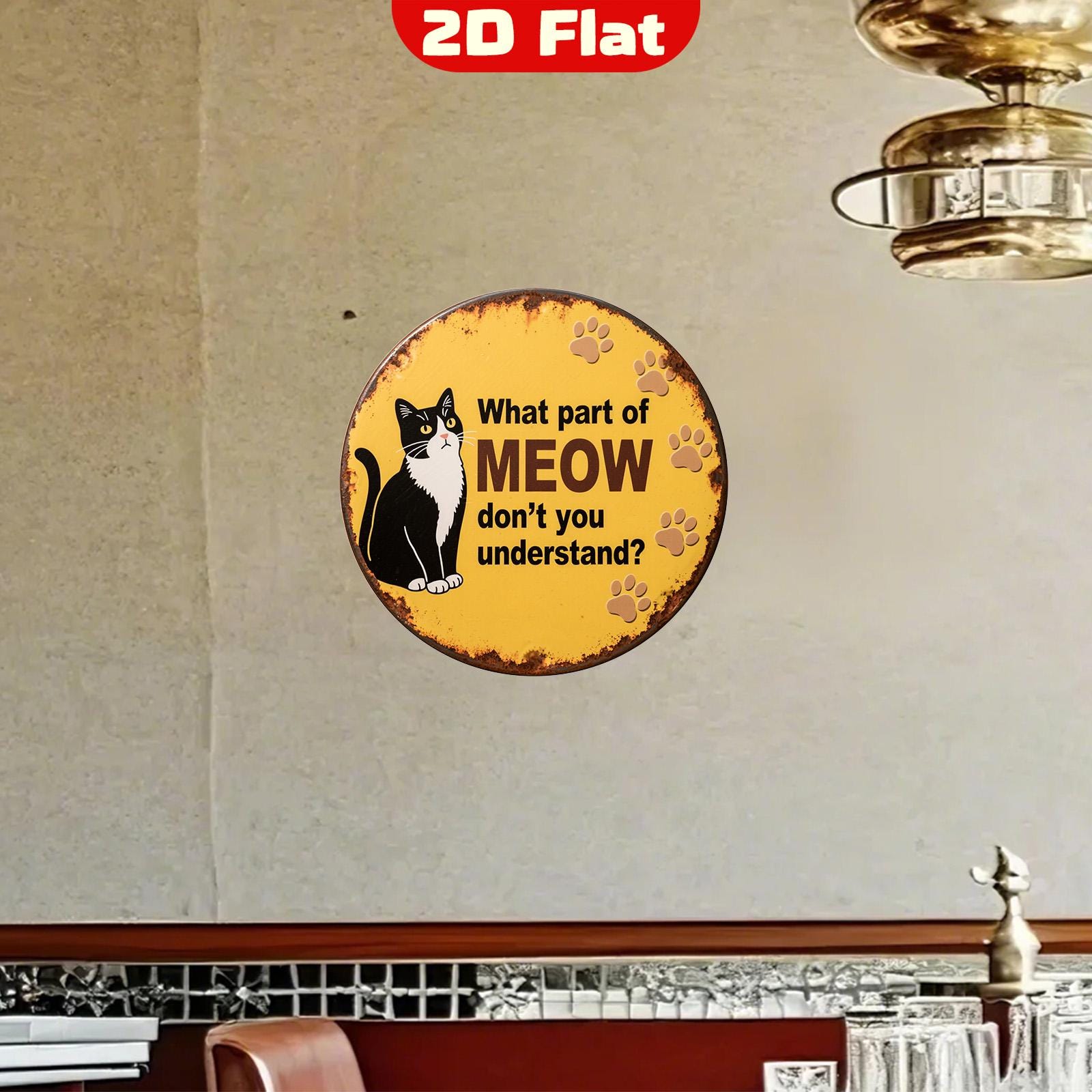 Vintage Cat Metal Sign: Funny Rustic Wall Art, Pet Lover Gift