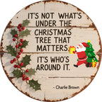 Rustikales Charlie Brown Weihnachtsschild | Festliche Feiertags-Metallwandkunst Metallschild