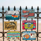 Enseigne rétro en métal Fruits de mer | Décoration Poissonnerie, Sardines et Frites