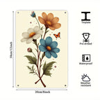 Vintage Blechschild Botanik | Blumen und Schmetterling Wandkunst