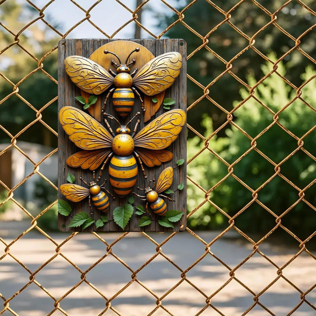 Rustikales Bienen-Schild aus Metall | Vintage Bauernhaus, Garten Deko Metallschild