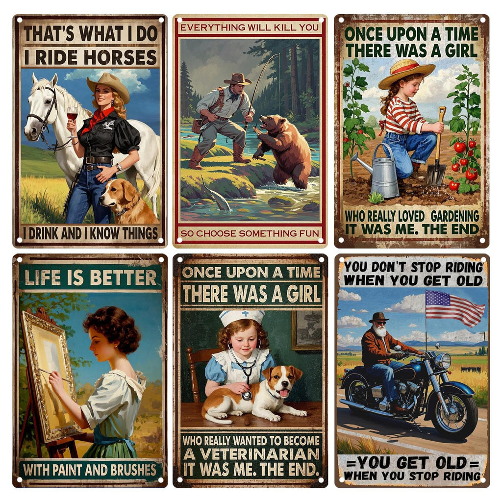 Plaque métal vintage | Art inspirant, décoration équestre et de jardin