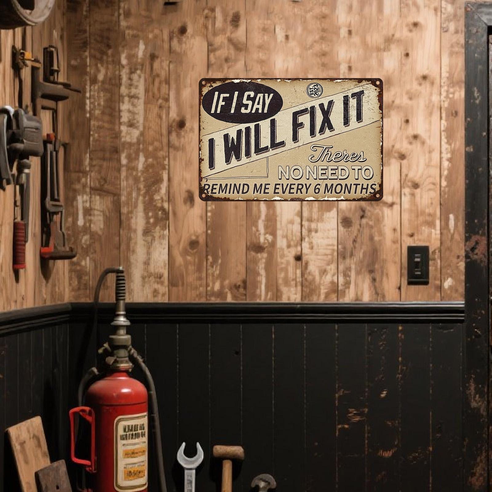 Funny Garage Metal Sign: Rustic Vintage Tool Repair Decor