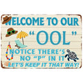 Funny Pool Metal Sign: Rustic Humor Decor, Backyard Patio