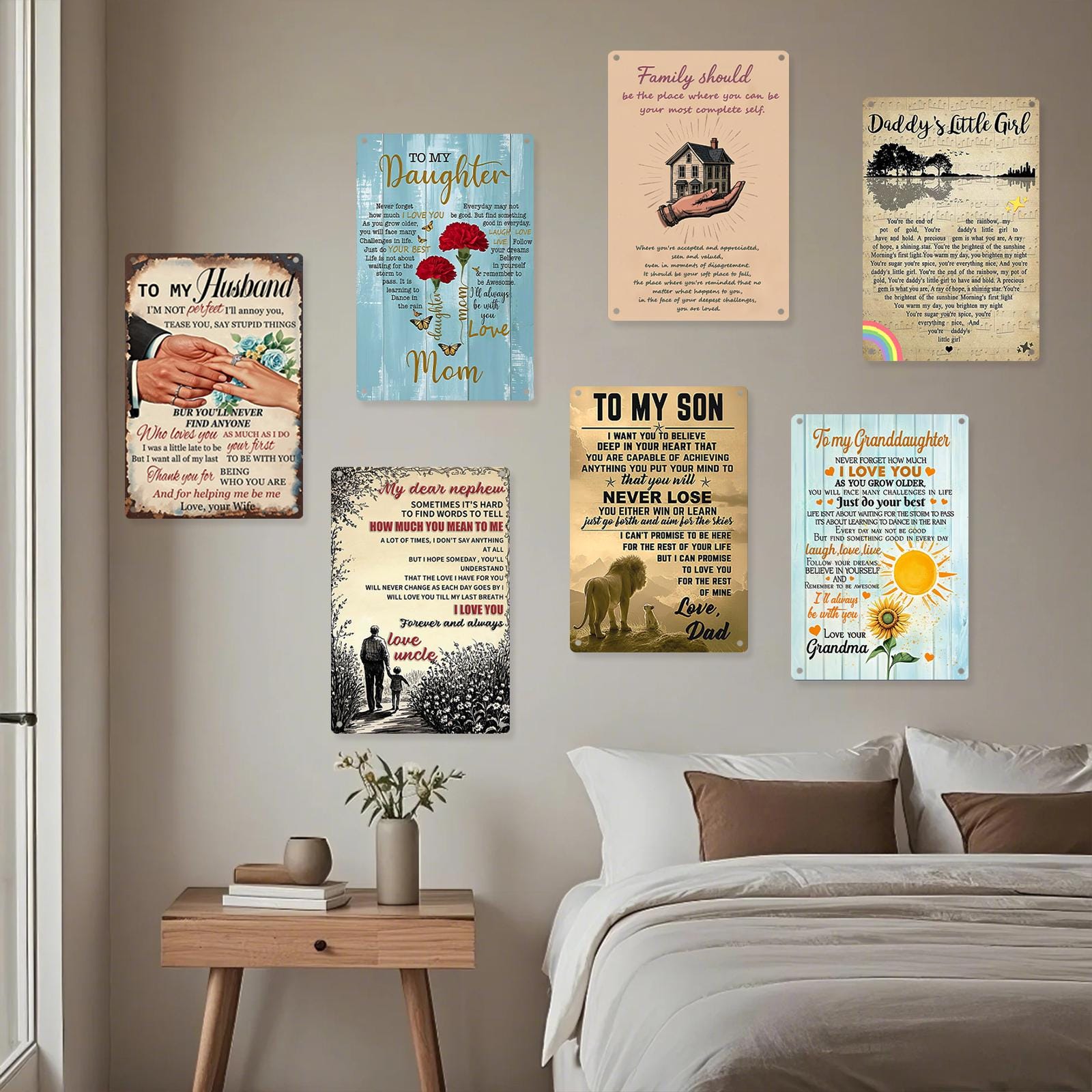 Family Love Quotes Metal Sign: Inspirational Home Decor (8x12 inch)