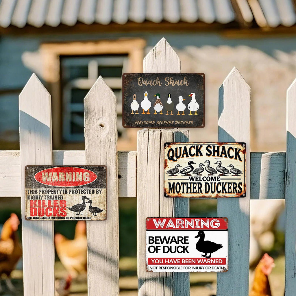 Funny Duck Metal Sign Set, Farmhouse Quack Shack Decor