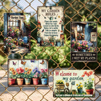 Vintage Garden Metal Sign Set | Floral & Humorous Patio Decor