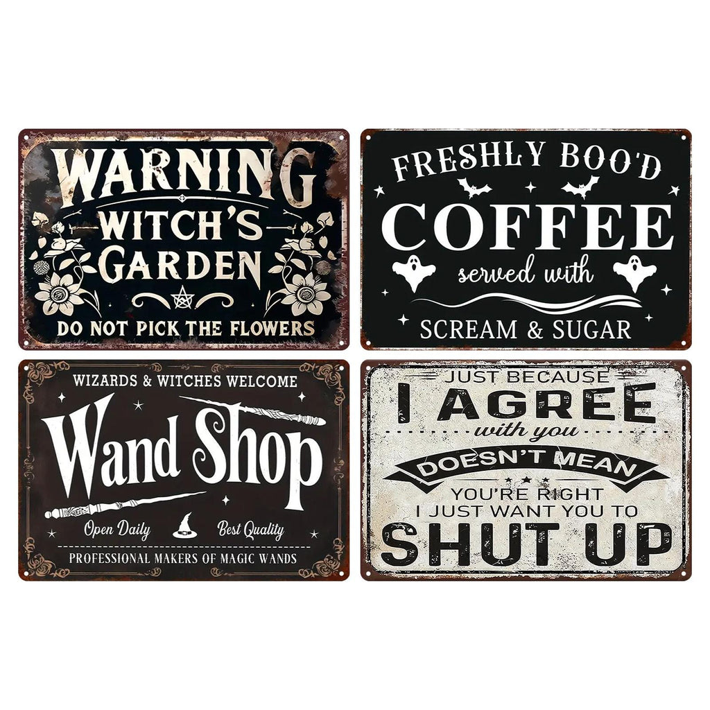 Halloween Witch Metal Sign: Funny Gothic Spooky Decor