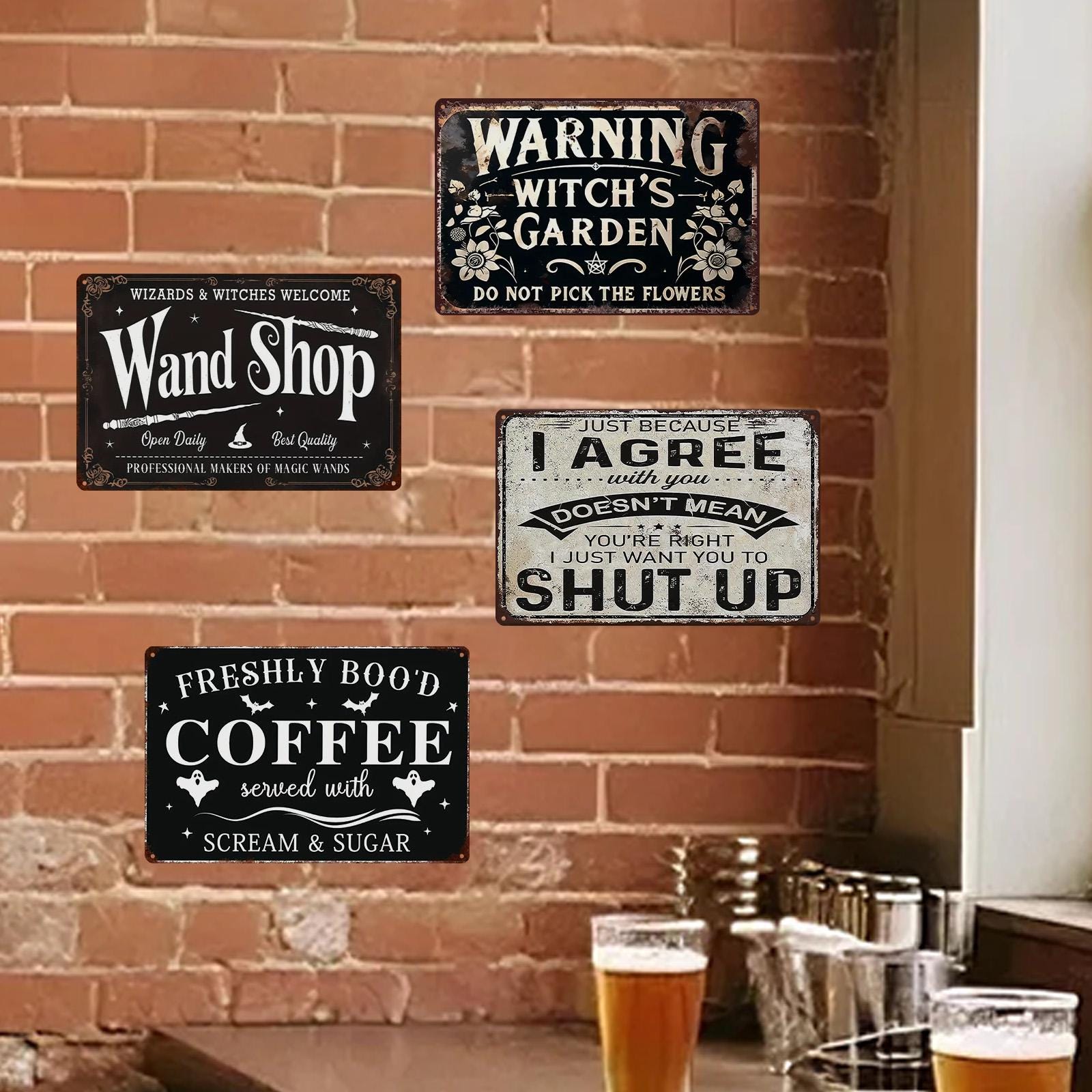 Halloween Witch Metal Sign: Funny Gothic Spooky Decor