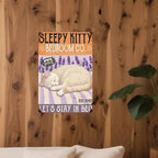 Müde Kätzchen Blechschild | Vintage Schlafzimmer Wanddekoration