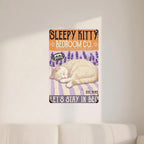 Müde Kätzchen Blechschild | Vintage Schlafzimmer Wanddekoration