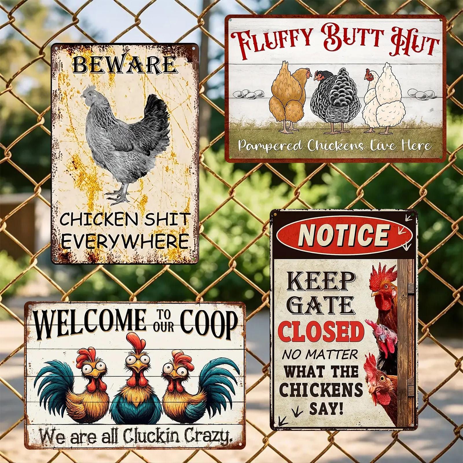 Funny Chicken Coop Metal Sign: Rustic Farmhouse Hen House Decor