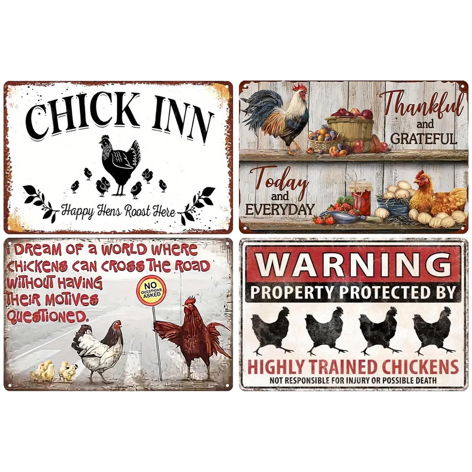 Farmhouse Chicken Coop Metal Sign: Rustic Rooster Hen House Decor