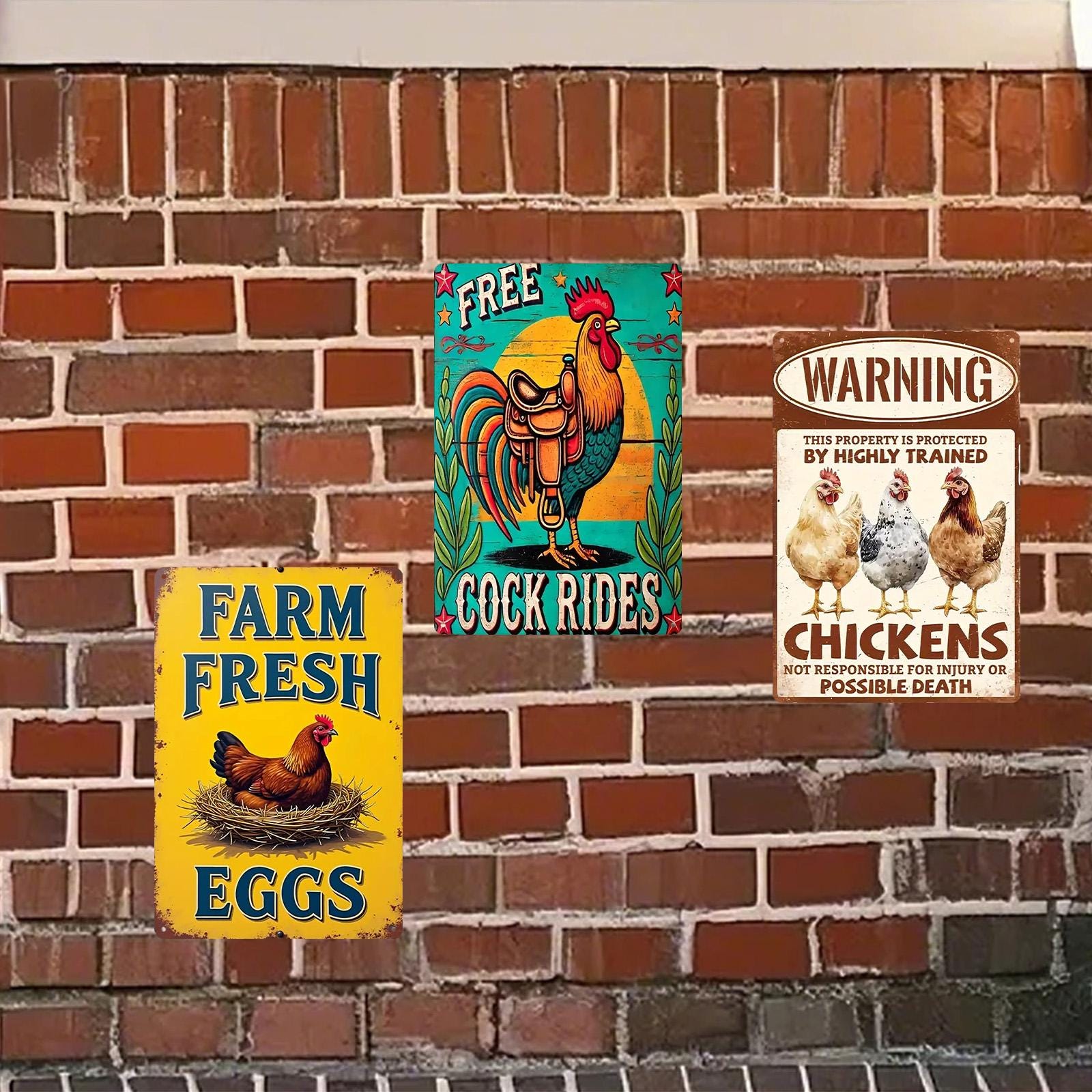 Farmhouse Chicken Metal Sign: Rustic Kitchen Coop Decor