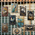 Décoration murale vintage en métal animaux | Cygne, paon, hibou, abeille et autres enseignes métalliques