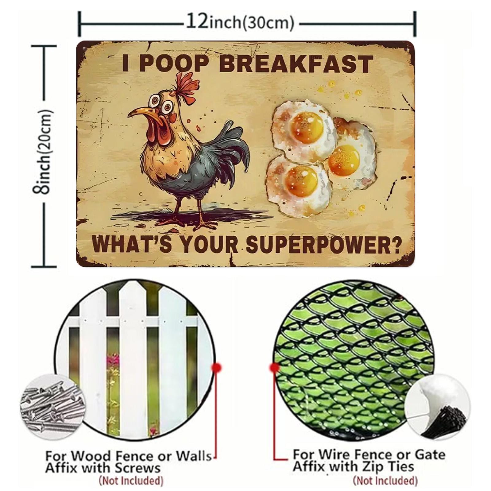 Funny Chicken Metal Sign: Farmhouse Kitchen Rooster Decor