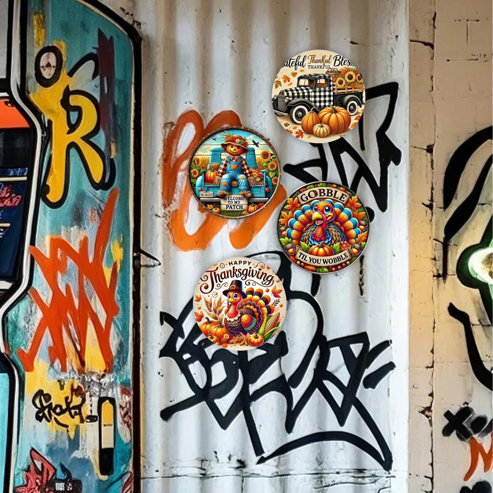 Thanksgiving Turkey Metal Sign: Farmhouse Autumn Decor, 8x8 Holiday Plaque