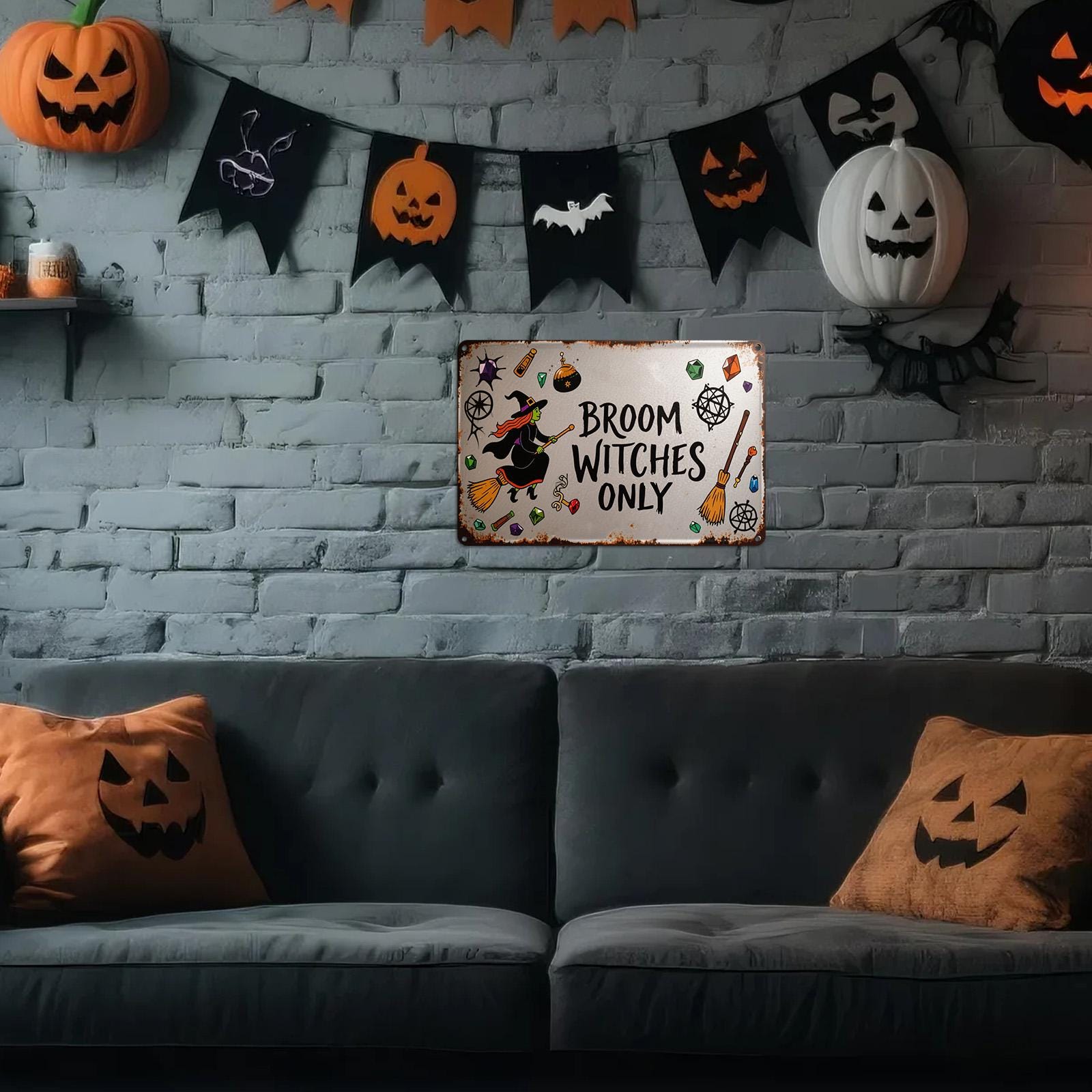 Witches Only Metal Sign - Funny Halloween Spooky Decor