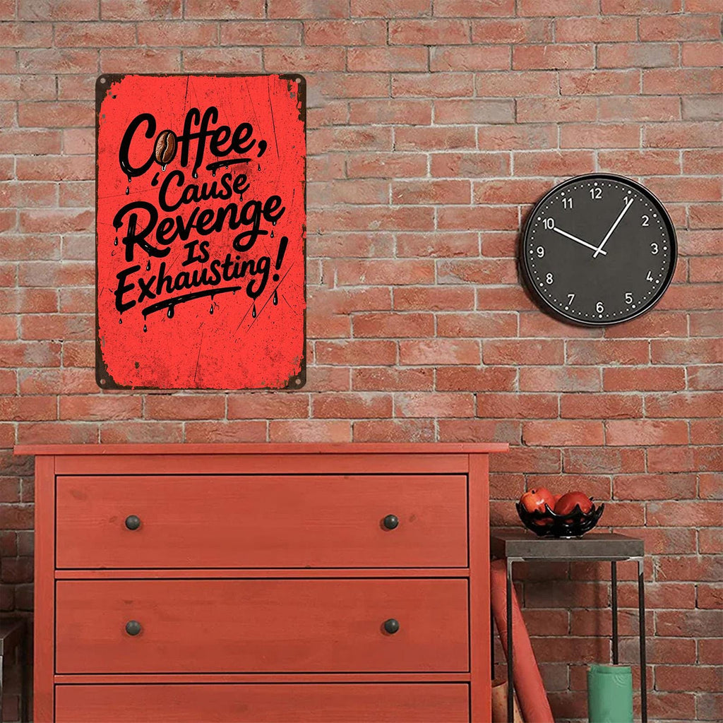 Plaque Métal Café Drôle | Décor Mural Vintage Cuisine Café