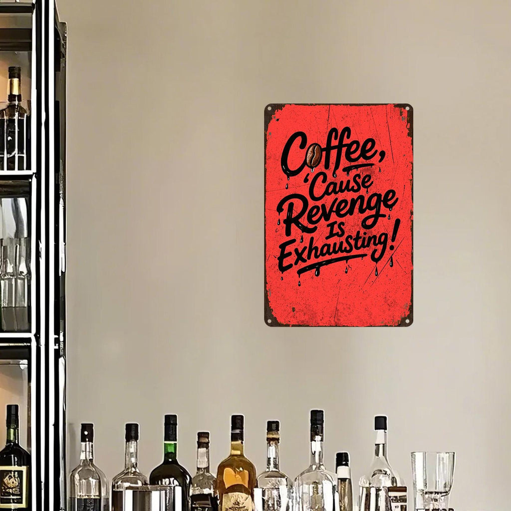 Plaque Métal Café Drôle | Décor Mural Vintage Cuisine Café