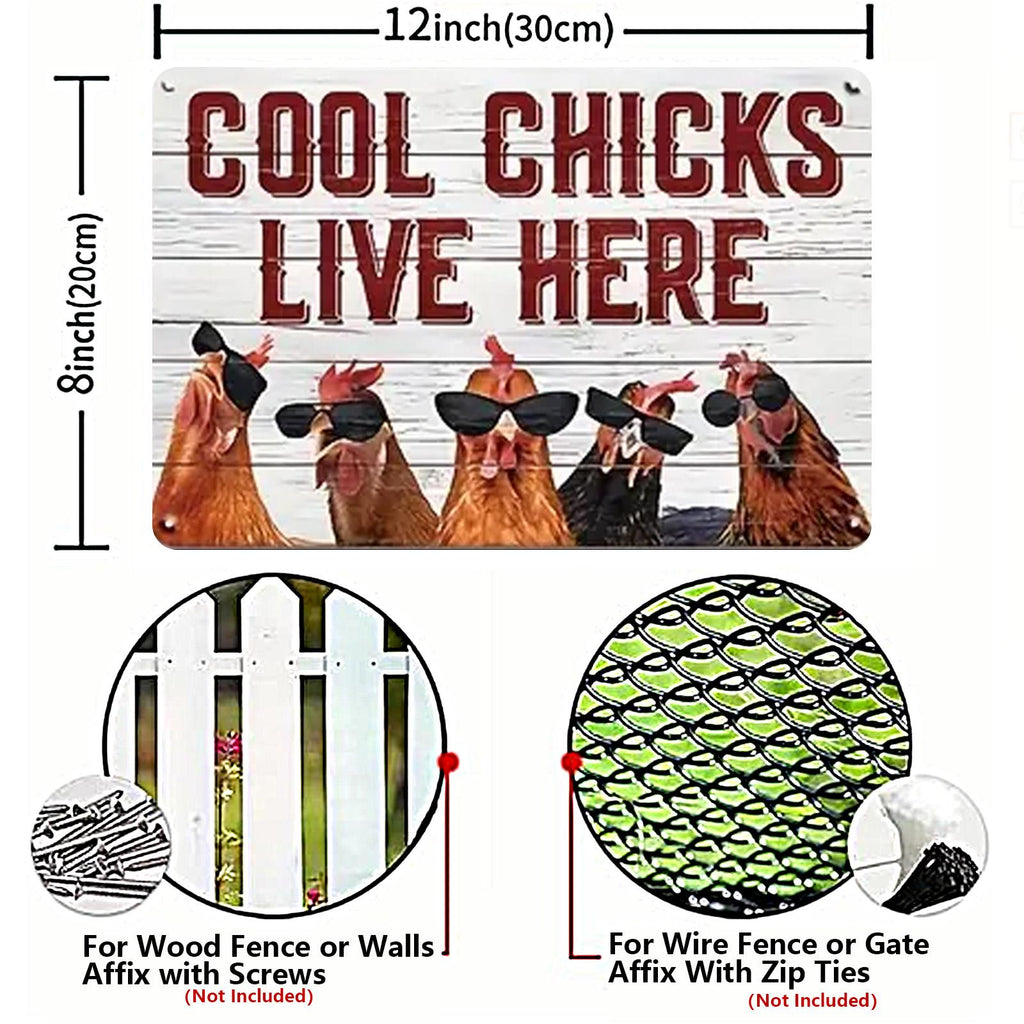 Funny Chicken Coop Metal Sign: Fluffy Butt Hut Farmhouse Decor