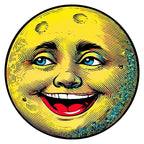 Pancarte métallique lune souriante vintage | Décoration murale céleste rétro