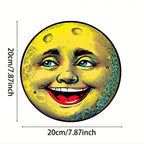 Pancarte métallique lune souriante vintage | Décoration murale céleste rétro