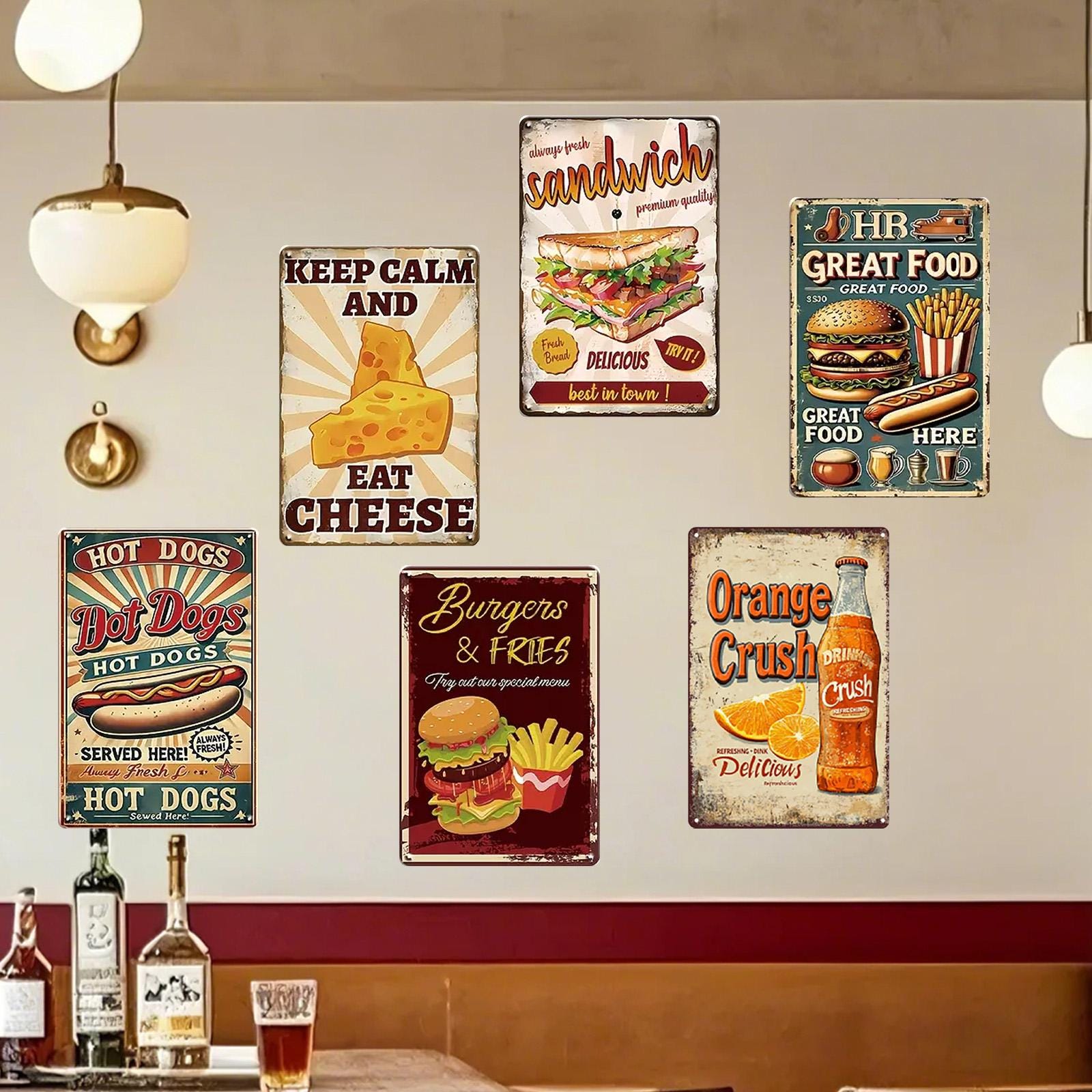 Vintage Keep Calm and Eat Cheese Metal Sign: Retro Kitchen Decor