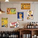 Lot de panneaux décoratifs en tôle vintage Sunbeam et Cracker Jack | Décor rétro pour cuisine et café