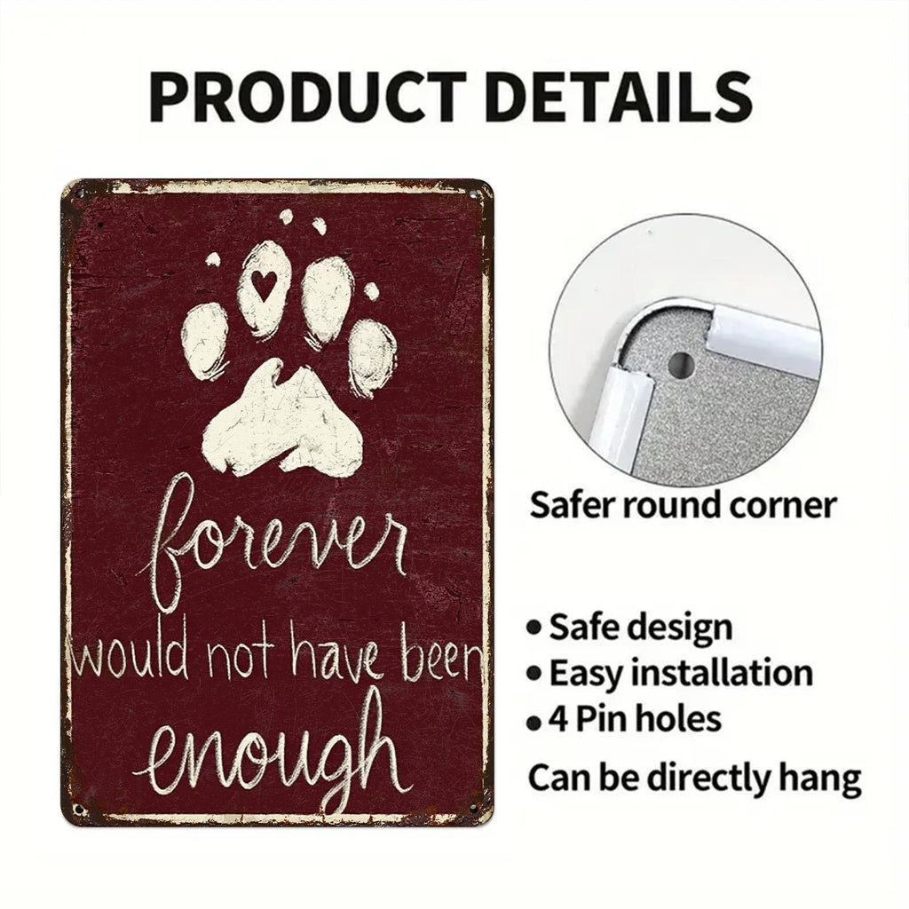 Pet Memorial Paw Print Metal Sign: Dog Cat Remembrance Wall Art